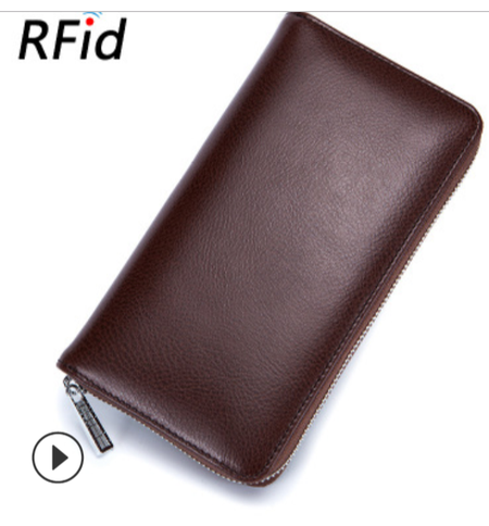 RFID Antimagnetic Genuine Leather 36 Card Slots 6inch Phone Bag Card Holder Long Wallet, Wine red, Auto-Clearance