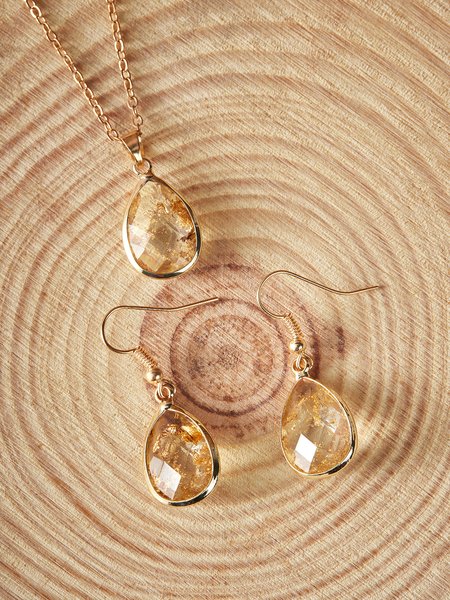 Elegant Gold Clear Crystal Earrings Necklace Set Holiday Party Anniversary Valentine's Day Gift Jewelry, Golden, Necklaces
Elegant Gold Clear Crystal Earrings Necklace Set Holiday Party Anniversary Valentine's Day Gift Jewelry, Golden, Necklaces