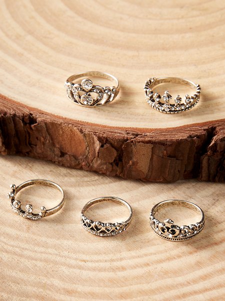 5Pcs Casual Retro Distressed Crown Queen Diamond Ring Set Ethnic Holiday Jewelry, Silver, Rings
5Pcs Casual Retro Distressed Crown Queen Diamond Ring Set Ethnic Holiday Jewelry, Silver, Rings