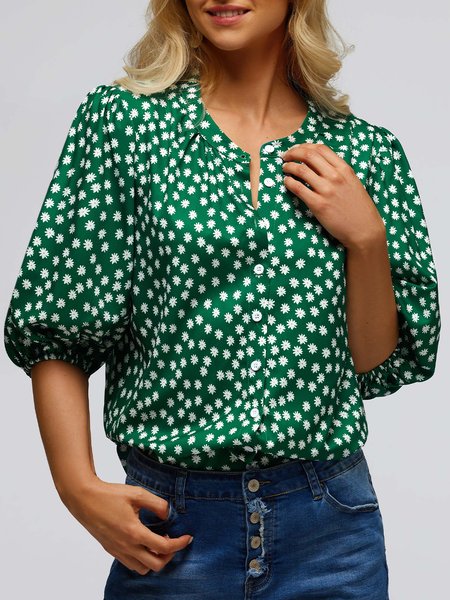 3/4 Sleeve Boho Floral Printed V Neck Casual Top, Light green, Shirts & Blouses
3/4 Sleeve Boho Floral Printed V Neck Casual Top, Light green, Shirts & Blouses