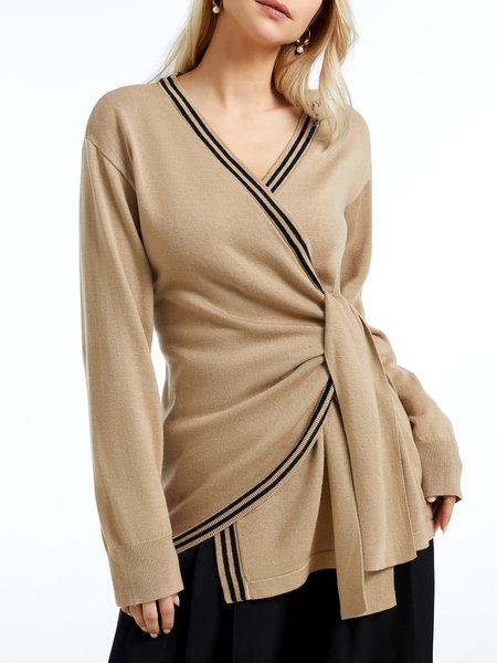 High Elasticity Urban Loose Color Block V neck Long sleeve Sweater, Khaki, Sweaters
High Elasticity Urban Loose Color Block V neck Long sleeve Sweater, Khaki, Sweaters