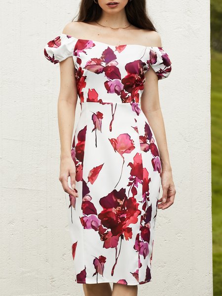 Cold Shoulder Regular Fit Elegant Midi Dress, As picture, Dresses
