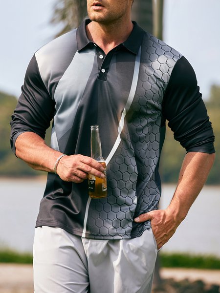 Casual Art Collection 3D Gradient Striped Geometric Block Pattern Lapel Button Long Sleeve Print Polo Shirt, Black, Polo Shirts
Casual Art Collection 3D Gradient Striped Geometric Block Pattern Lapel Button Long Sleeve Print Polo Shirt, Black, Polo Shirts