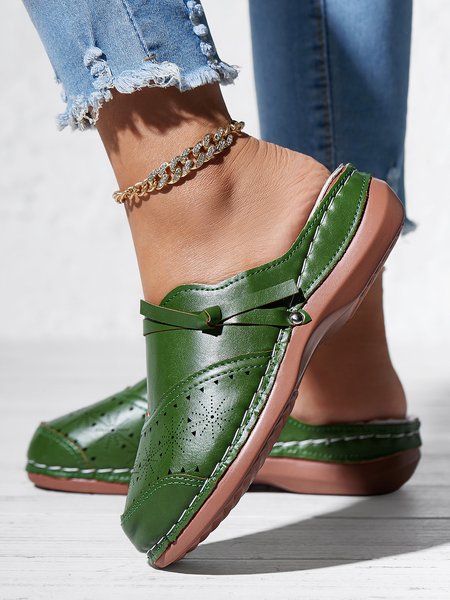 

Knotted Cutout Vintage Mules, Green, Sandals & Slippers