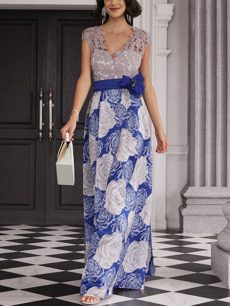 Regular Fit Lace Color Block Elegant Wedding Guest Dress, Blue, Maxi Dresses
Regular Fit Lace Color Block Elegant Wedding Guest Dress, Blue, Maxi Dresses