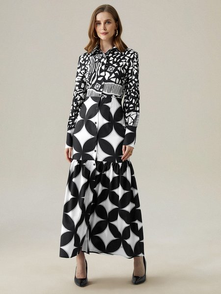 Regular Fit Geometric Shirt Collar Long Sleeve Elegant Maxi Dress, Black, Maxi Dresses
Regular Fit Geometric Shirt Collar Long Sleeve Elegant Maxi Dress, Black, Maxi Dresses