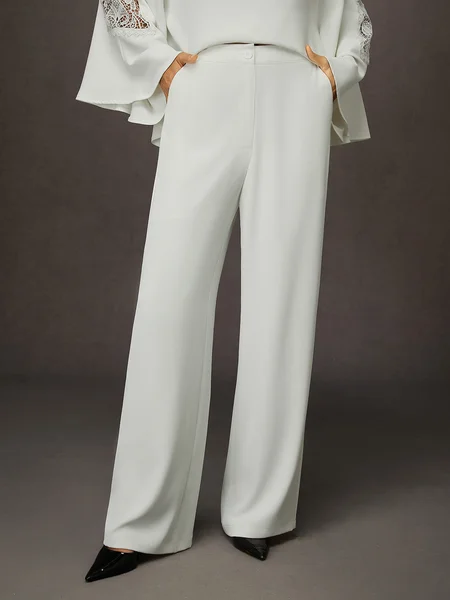 Solid Straight Leg Pants - Versatile Urban Trousers for Social Wear, White, Pants
Solid Straight Leg Pants - Versatile Urban Trousers for Social Wear, White, Pants