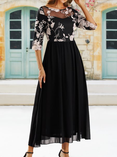 Women's A Line Dress Midi Dress Black Half Sleeve Elegant Floral Lace Crew Neck Modern Mature Occasion Dress, Formal Dresses
Women's A Line Dress Midi Dress Black Half Sleeve Elegant Floral Lace Crew Neck Modern Mature Occasion Dress, Formal Dresses