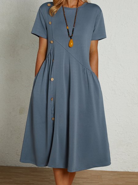 Plain cotton linen nail buckle irregular design loose a-hem Midi Dress Plus Size, Blue, Dresses
Plain cotton linen nail buckle irregular design loose a-hem Midi Dress Plus Size, Blue, Dresses