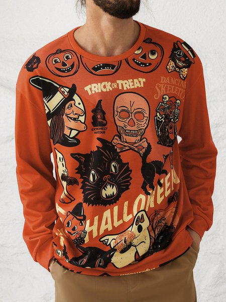 Men's Black Halloween Print Fashion Round Neck Long Sleeve Sweatshirt, Orange, Hoodies&Sweatshirts
Men's Black Halloween Print Fashion Round Neck Long Sleeve Sweatshirt, Orange, Hoodies&Sweatshirts