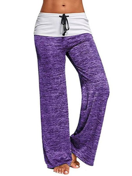Allacciato Lino Casuale Gli sport Asciugatura veloce Pantaloni, Viola, Pants