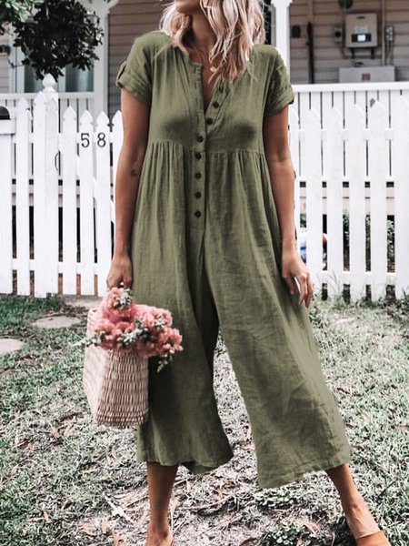 

Women Short Sleeve Jumpsuits Playsuit, Army green, Jumpsuits & Rompers
