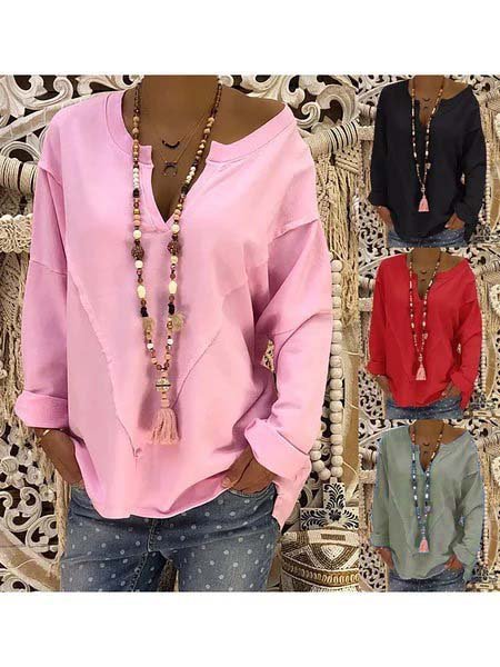 V-Neck Solid Long Sleeve Casual Cotton Blouses, Purplish blue, Shirts & Blouses
V-Neck Solid Long Sleeve Casual Cotton Blouses, Purplish blue, Shirts & Blouses