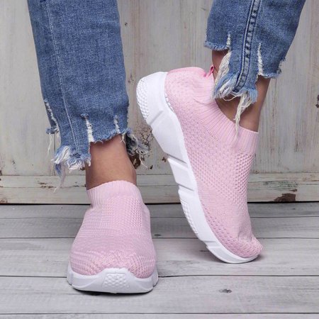 JFN Breathable Elastic Cloth Sneakers Platform Slip On Sneakers, Blue, Sneakers