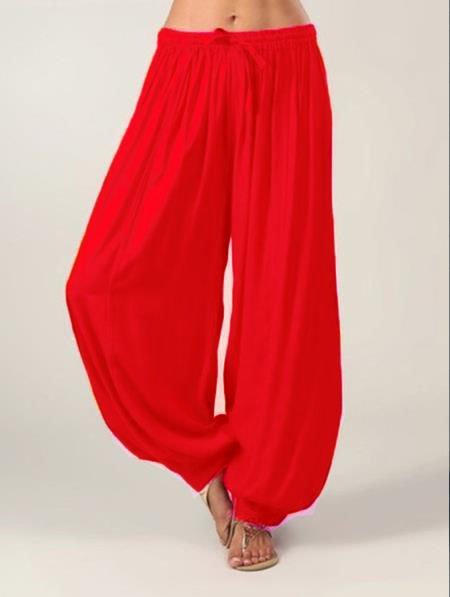 Paneled Solid Cotton Acrylic Plain Natural Pants, Orange, Pants