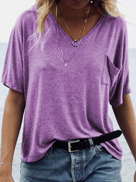 Women Summer Basic T Shirt Tops Tee, Purple, T-Shirts