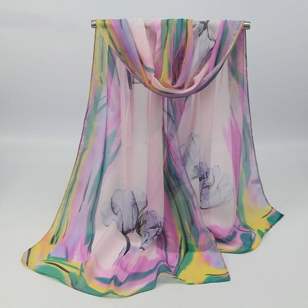 Ink Painting Ladies Chiffon Printed Silk Scarf, Gray, Scarves 
Ink Painting Ladies Chiffon Printed Silk Scarf, Gray, Scarves