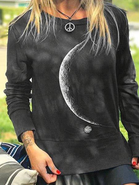 Camicetta & Top Nero Casuale Misto Cotone a Girocollo, Grigio, T-Shirts