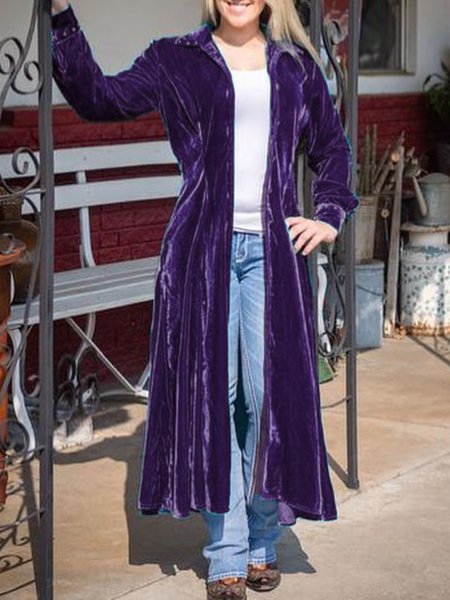 Blu Solido Maniche Lunghe Velluto giacca, Viola, Cardigans