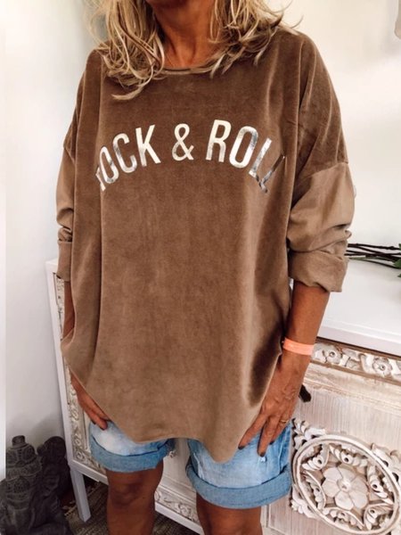 zolucky Women Casual Plus Size Long Sleeve Tee Shirt, Coffee, T-Shirts
