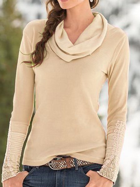 Women Casual Cotton Casual Tops, Khaki, Tops