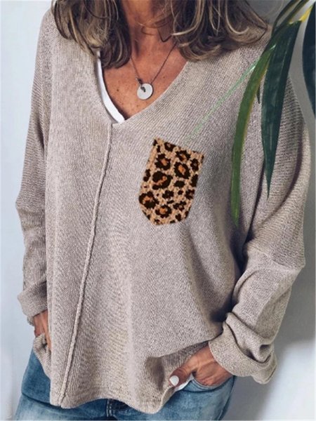 Gray Casual Long Sleeve Cotton Sweater, Sweaters & Cardigans