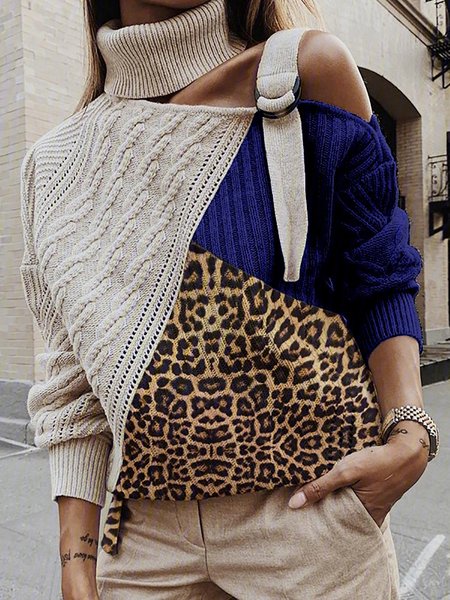 Leopard Paneled Off Shoulder Sweater Pullovers Jumpers, Blue, Hoodies & Sweatshirts
Leopard Paneled Off Shoulder Sweater Pullovers Jumpers, Blue, Hoodies & Sweatshirts