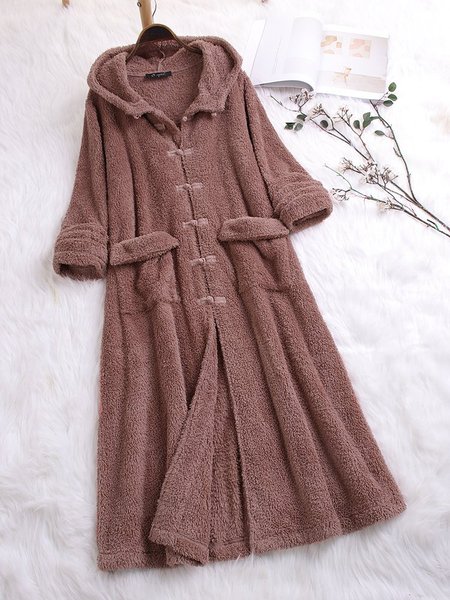 Long Sleeve Solid Casual Sweater Coat, Pink, Outerwear
