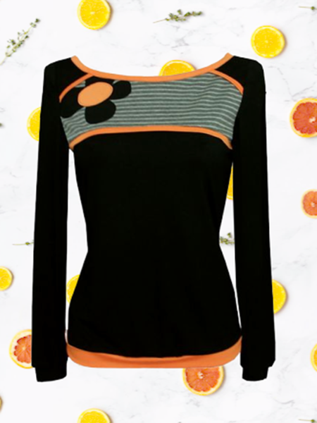 Camicia Casuale grande a Girocollo, Nero, Sweater