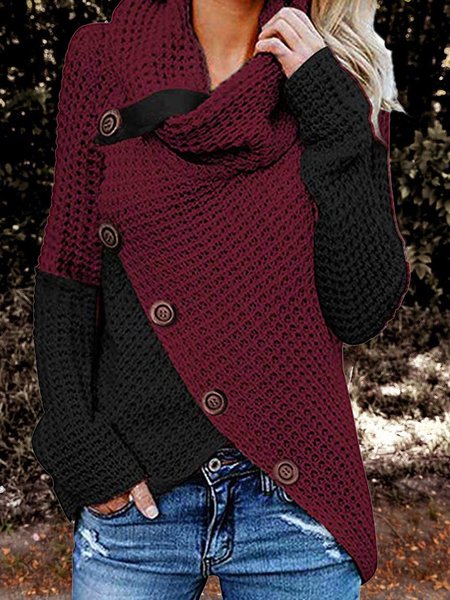 Color-Block Buttoned Turtleneck Long Sleeve Casual Sweatshirt, Red, Sweaters&Cardigans
Color-Block Buttoned Turtleneck Long Sleeve Casual Sweatshirt, Red, Sweaters&Cardigans