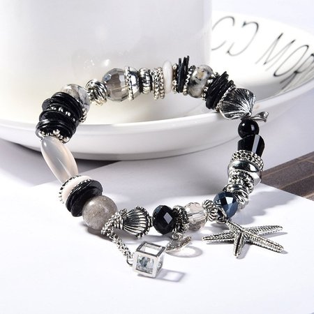 Bohemian natural stone crystal starfish shell lady bracelet, Black, Winter Clearance
Bohemian natural stone crystal starfish shell lady bracelet, Black, Winter Clearance