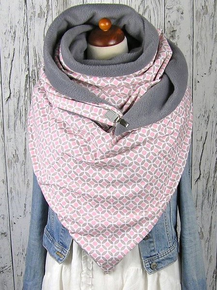 Women's Cotton Geometric Casual Scarf, Pink, Scarfs