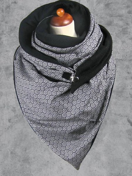 Floral-Print Casual Cotton-Blend Scarves & Shawls, Grey, Auto-Clearance