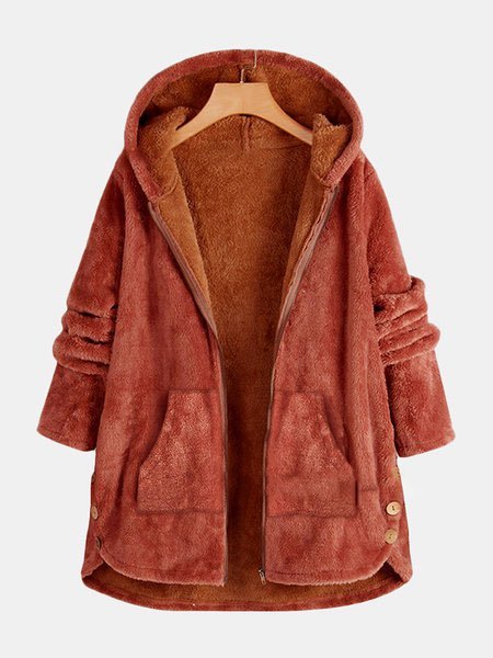 Long Sleeve Casual Solid Coat, Pink, Coats 
Long Sleeve Casual Solid Coat, Pink, Coats