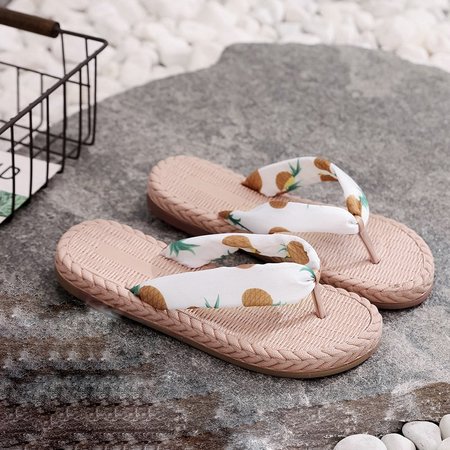 Polka dot / Pineapple / Strawberry Print Woven Rubber Sole Flip Flops, Sandals & Slippers