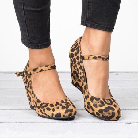 Women Casual Summer Comfy Wedge Sandals, Leopard, Sandals