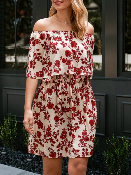 White Holiday Off Shoulder Cold Shoulder Dresses, I.F.E