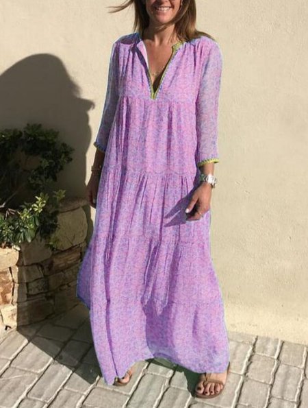Boho Floral A-Line Long Sleeve Chiffon Weaving Dress, Purple, Casual Dresses
Boho Floral A-Line Long Sleeve Chiffon Weaving Dress, Purple, Casual Dresses