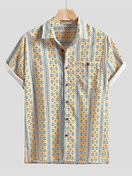 Casual Summer Cotton Beach Tribal Printed Short Sleeve Men's Shirts, Yellow, Men's Top
Casual Summer Cotton Beach Tribal Printed Short Sleeve Men's Shirts, Yellow, Men's Top