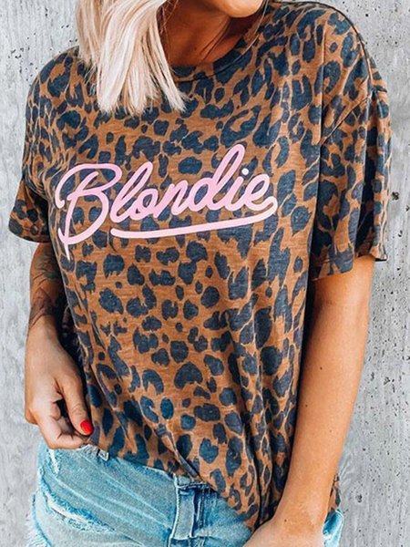 T-Shirt Casuale, Leopardo, Tops