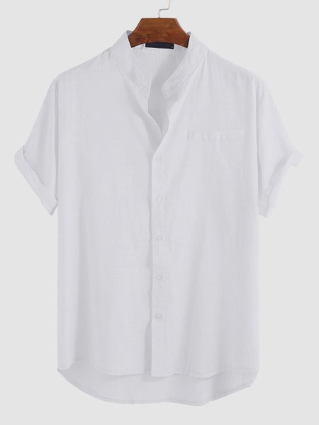 Cotton Plain Shirts, White, Men