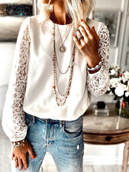 White Cutout Holiday Long Sleeve Shirts & Tops, Blouses & Shirts