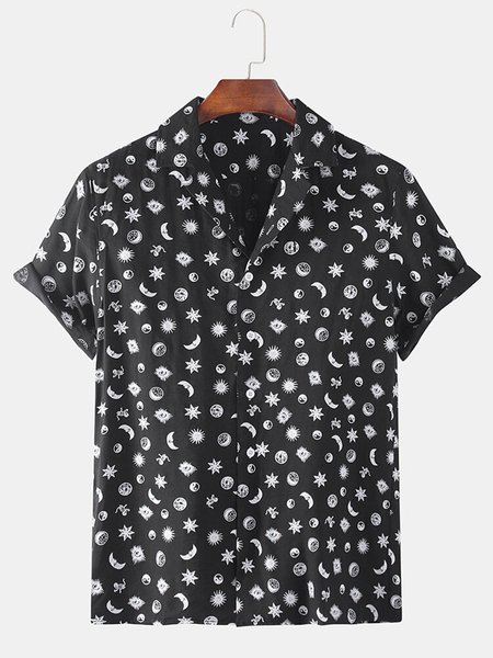Men 95% Cotton Fun Star Moon Print Casual Lapel Short Sleeve Shirt, Black, Men's Floral shirt
Men 95% Cotton Fun Star Moon Print Casual Lapel Short Sleeve Shirt, Black, Men's Floral shirt