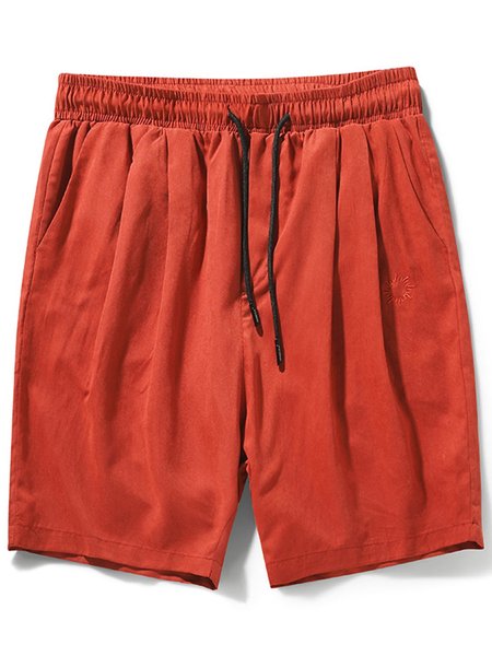 Drawstring Casual Pants, Orange, Shorts