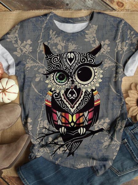 Multicolor Round Neck Simple Shirts & Tops, Tops
