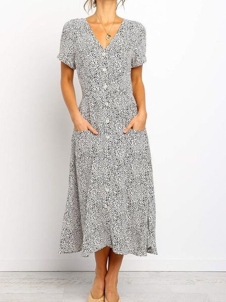 Black White Casual Polka Dots Dresses, Dresses