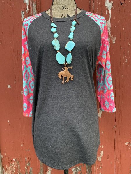 Gray Striped Casual Crew Neck Shirts & Tops, Tops