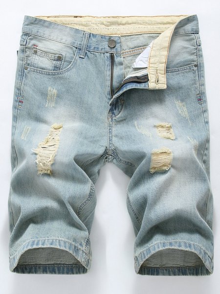 Casual Ripped Denim Pants, Light blue, Jeans