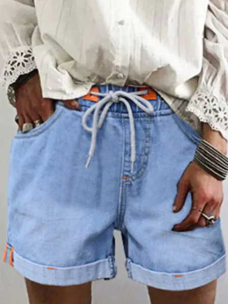 Denim Solid Casual Denim shorts, Blue, Bottoms