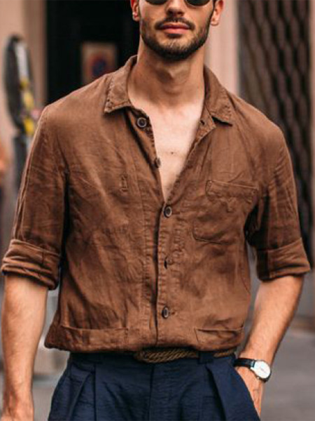 Brown Casual Plain Shirts & Tops, Men's Floral shirt
